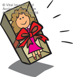 Clipart Illustration of a Doll in a Gift Box