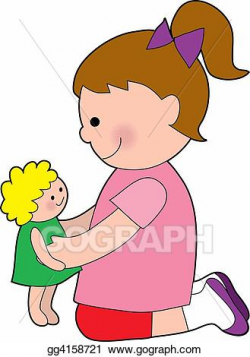 Stock Illustration - Little girl with a baby doll. Clipart ...