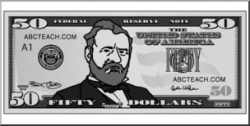 Clip Art: Fifty Dollar Bill Grayscale Front | abcteach
