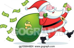 Vector Clipart - Santa carrying big bag of money. Vector ...