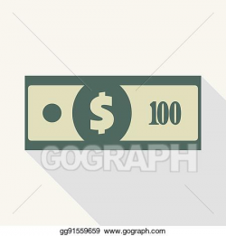Vector Clipart - One hundred dollars banknote icon. Vector ...