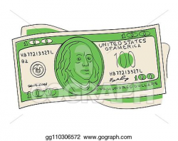 Vector Clipart - A hundred dollars pile object on a white ...