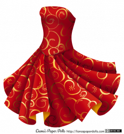 Red and Gold Party Dress | Liana's Paper Dolls