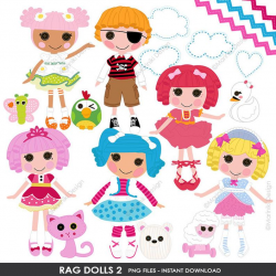 Rag Dolls Clipart, Dolls Clip Art, Sewing Craft, Girls Clip Art for Party  Invitations Scrapbook Cards INSTANT DOWNLOAD CLIPARTS C110