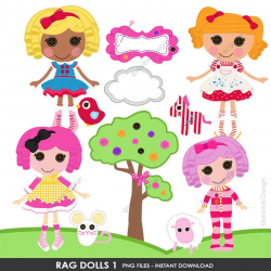 Rag Dolls Clipart, Dolls Clip Art, Sewing Craft, Girls Clip Art for Party  Invitations Scrapbook Cards INSTANT DOWNLOAD CLIPARTS C109