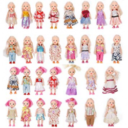 Huang Cheng Toys Pack of 10 4'' Mini Doll with Colorful Clothes Costume