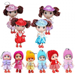10 PCS Mini Dolls for Baby Girls, Princess Mini Doll Toys Set For Girl,  Animators Collection Mini Doll Set, Surprise Dollhouse Loving Family Dolls  ...