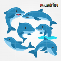 Cute Dolphins Clip Art Set