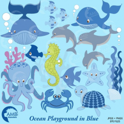 Sea Creatures Clipart, Colorful Seahorse Clipart, Whales ...