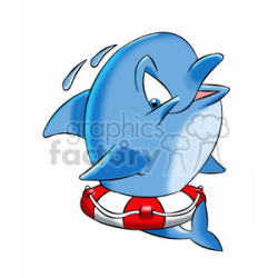 dallas the cartoon dolphin stuck in a life saver clipart. Royalty-free  clipart # 397421