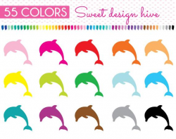 Dolphin Clipart, Dolphin Stickers rainbow, Dolphin stickers, Planner  Stickers Clip art, Commercial Use, PL0014