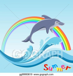 EPS Vector - Dolphins leaps from sea waves. Stock Clipart ...