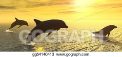 Drawing - Dolphins at sunset. Clipart Drawing gg54140413 ...
