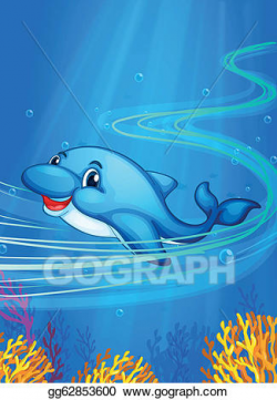 Vector Illustration - Underwater dolphin. EPS Clipart ...