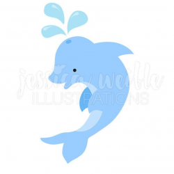 Blue Dolphin Cute Digital Clipart, Dolphin Clip art, Cute Dolphin Graphic,  Underwater, Ocean Animal Illustration, #004