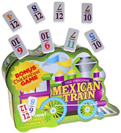 Dominoes Mexican Train, Double 12 Set, with Color-Coded NUMBERED Dominoes