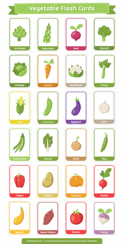 Free printable vegetable flash cards. Download the PDF at http ...