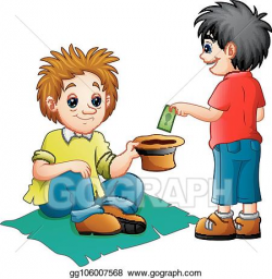 Clip Art Vector - A boy give money to a beggar. Stock EPS ...