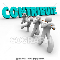 Drawing - Contribute 3d word pulled up by team giving ...