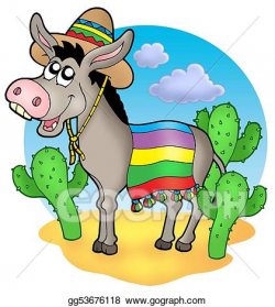 Drawing - Mexican donkey in desert. Clipart Drawing ...
