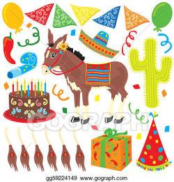 Vector Art - Mexican fiesta birthday party. Clipart Drawing ...