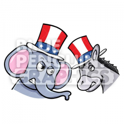 Fighting Elephant and Donkey Vector Cartoon Clipart Illustration