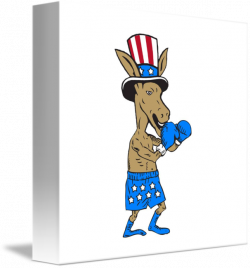 Democrat Donkey Boxer Mascot Cartoon by Aloysius Patrimonio