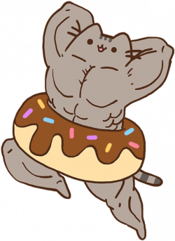 pusheen muscle donut cute kawaii im NOT sorry if your...