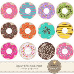 Donut Clipart, Sweet Doughnut, Chocolate, Pink, Aqua ...