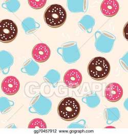 Vector Art - Hot chocolate and ring donuts seamless pattern ...
