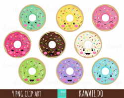 DONUTS clipart, food clipart, sweet treats clipart, kawaii clipart, kawaii  donut