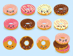 Premium Vector Clipart - Kawaii Donuts - Cute Donut Clip art ...
