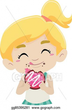 Vector Stock - Kid eating doughnut. Clipart Illustration ...