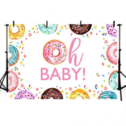 MEHOFOTO 7x5ft Colorful Donut Girl Baby Shower Party Decoration Banner  Photo Studio Background Pink Oh Baby Princess Photography Backdrops Props  for ...