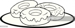 Black and White Plate of Donuts premium clipart ...
