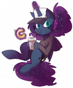 538329 - artist:herny, clothes, coffee, donut, eating, food, hat ...