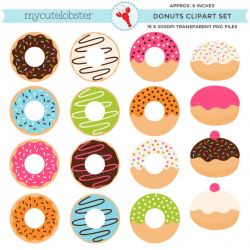Donuts Clipart Set - clip art set of donuts, doughnuts, cute donuts, donuts  clipart - personal use, small commercial use, instant download