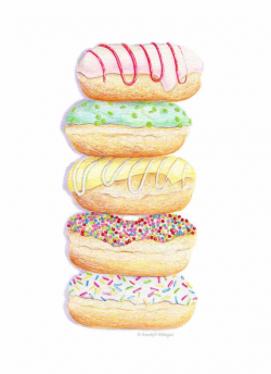 Donut Stack // Food Illustration // Archival Art Print by ...