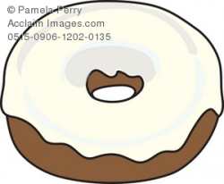 Clip Art Illustration of a Vanilla Frosted Donut