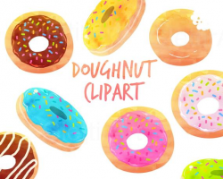 Donut Clipart, Doughnut Clipart, dessert Clipart, Watercolor clipart for  personal and commercial use, scrapbooking, planner stickers