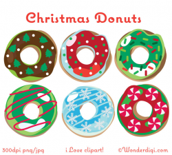 Donuts Clip Art - Christmas Donuts Clipart -Donut Clip Art - Christmas  Clipart