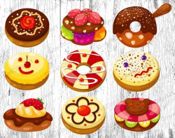 9 Sweets clipart, Donuts clipart, digital Donut, fruits ...
