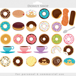 Coffee and donuts clipart - doughnut clip art, sprinkles ...