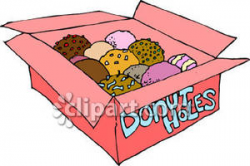 An Open Box of Donut Holes Royalty Free Clipart Picture