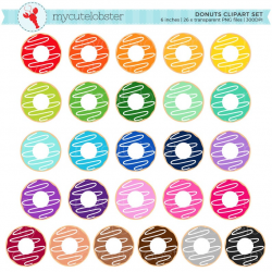 Rainbow Donuts Clipart Set - clip art set of donuts, doughnuts, food, donut  - personal use, small commercial use, instant download