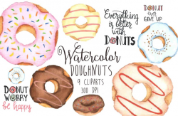 Watercolor doughnut Clip Art Food clipart Watercolor Donuts Clipart  Sprinkle Donuts Doughnuts Clipart Pastry clipart Donut illustration art
