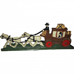 Cast Iron Door Stop Vintage Horse Drawn Carriage Painted | Horse ...