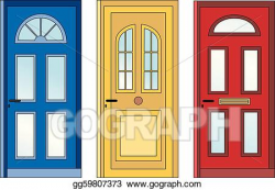 Vector Stock - Red yellow blue doors. Clipart Illustration ...