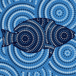 Abstract Aboriginal fish dot painting | Aboriginal art in ...