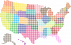 Clipart - Multicolored United States Map Dots